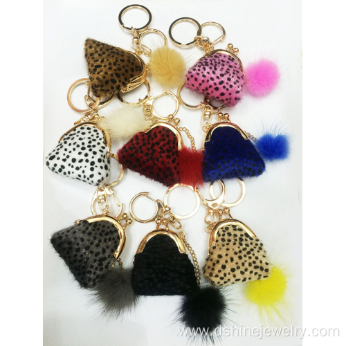 Tiny Mink Fur Ball Keychains For Women Handbag Charms